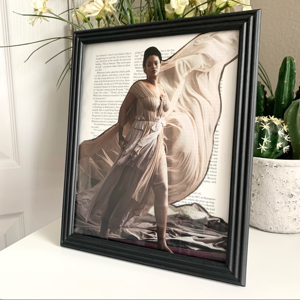 Editorial Collage Wall Art Rihanna Sheer Flowing Dress Ethereal Aesthetic